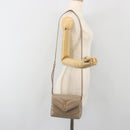 SAINT LAURENT Lulu Shoulder Bag Leather Beige Gold Tone 467072 Auth BA14823V-28