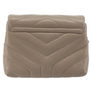 SAINT LAURENT Lulu Shoulder Bag Leather Beige Gold Tone 467072 Auth BA14823V-3