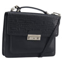 VERSACE Hand Bag Leather 2way Black Silver Auth BA14829-1
