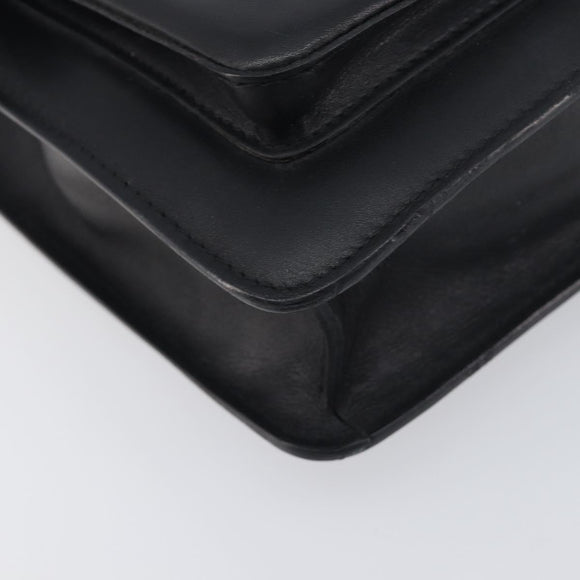 VERSACE Hand Bag Leather 2way Black Silver Auth BA14829