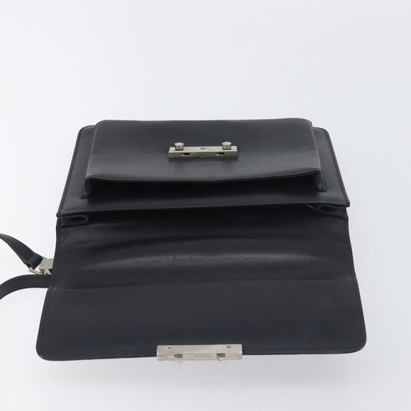 VERSACE Hand Bag Leather 2way Black Silver Auth BA14829