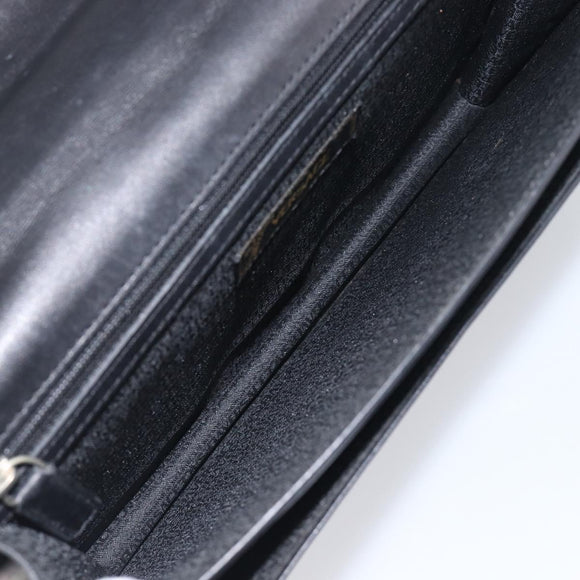VERSACE Hand Bag Leather 2way Black Silver Auth BA14829