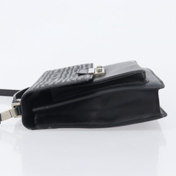 VERSACE Hand Bag Leather 2way Black Silver Auth BA14829