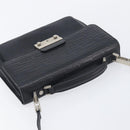 VERSACE Hand Bag Leather 2way Black Silver Auth BA14829-6