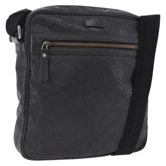 GUCCI GG Implementation Shoulder Bag PVC Black Silver 201448 Auth BA14830
