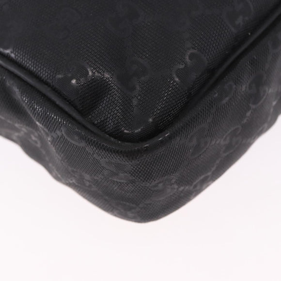 GUCCI GG Implementation Shoulder Bag PVC Black Silver 201448 Auth BA14830