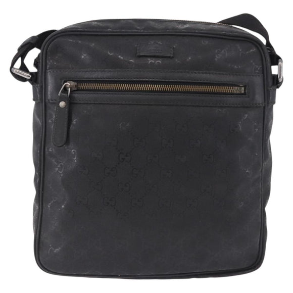 GUCCI GG Implementation Shoulder Bag PVC Black Silver 201448 Auth BA14830