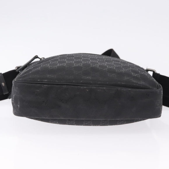 GUCCI GG Implementation Shoulder Bag PVC Black Silver 201448 Auth BA14830