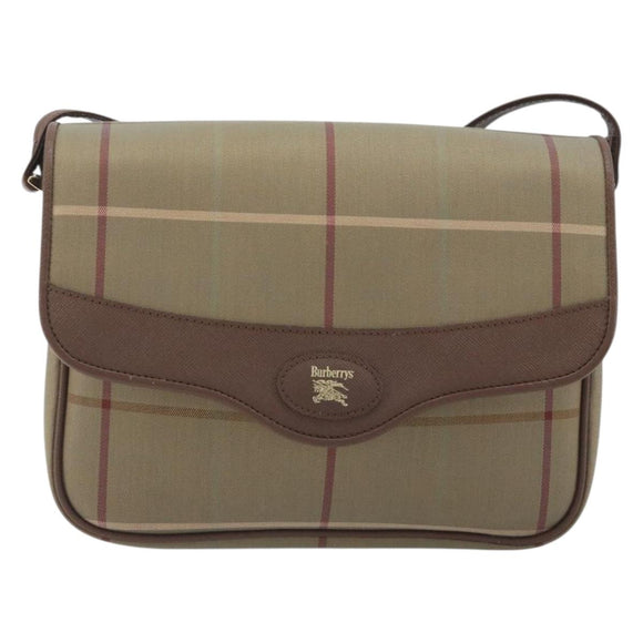 Burberrys Nova Check Shoulder Bag Canvas Beige Gold Tone Auth BA14831