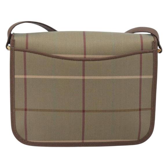 Burberrys Nova Check Shoulder Bag Canvas Beige Gold Tone Auth BA14831