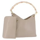 GUCCI Bamboo Shoulder Bag Leather Beige Gold Tone 001 2058 1883 Auth BA14832-1