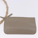 GUCCI Bamboo Shoulder Bag Leather Beige Gold Tone 001 2058 1883 Auth BA14832-18