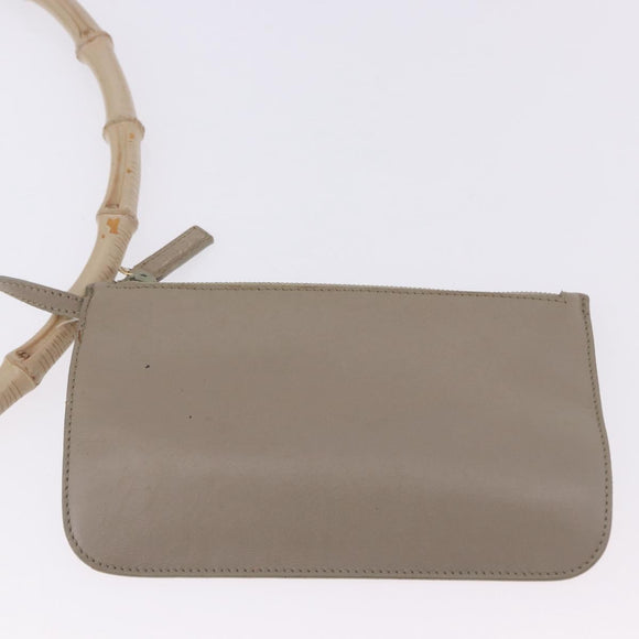 GUCCI Bamboo Shoulder Bag Leather Beige Gold Tone 001 2058 1883 Auth BA14832