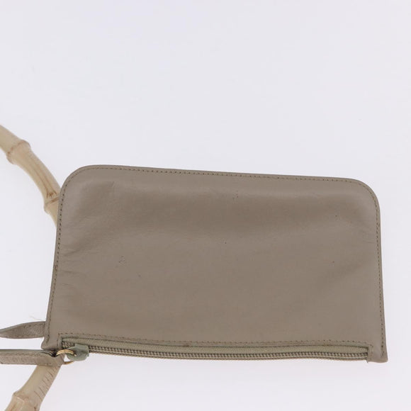 GUCCI Bamboo Shoulder Bag Leather Beige Gold Tone 001 2058 1883 Auth BA14832