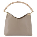 GUCCI Bamboo Shoulder Bag Leather Beige Gold Tone 001 2058 1883 Auth BA14832-3