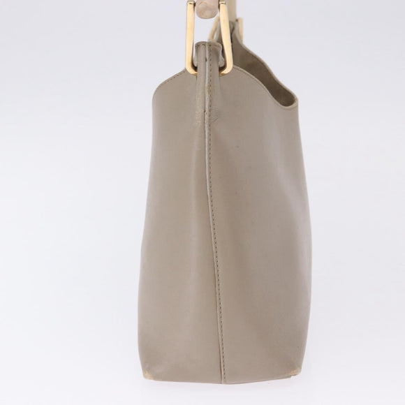 GUCCI Bamboo Shoulder Bag Leather Beige Gold Tone 001 2058 1883 Auth BA14832