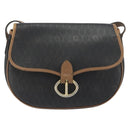 Christian Dior Honeycomb Shoulder Bag PVC Leather Black Gold Tone Auth BA14833-13