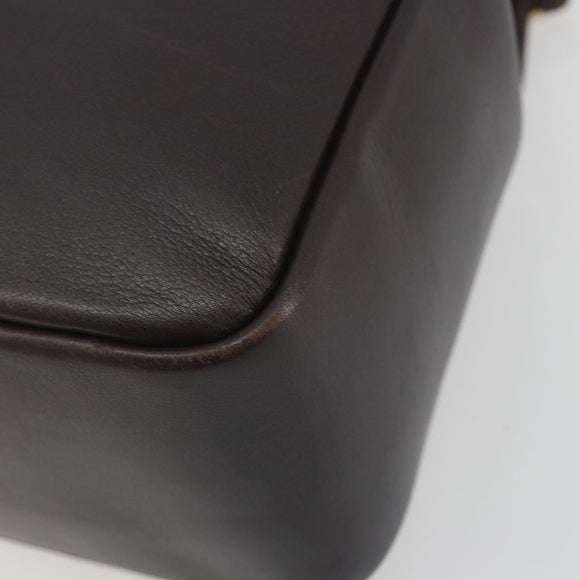 GUCCI Bamboo Hand Bag Leather Brown Gold Tone 000 3444 0575 Auth BA14834