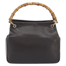 GUCCI Bamboo Hand Bag Leather Brown Gold Tone 000 3444 0575 Auth BA14834-2
