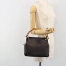 GUCCI Bamboo Hand Bag Leather Brown Gold Tone 000 3444 0575 Auth BA14834-22