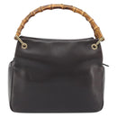 GUCCI Bamboo Hand Bag Leather Brown Gold Tone 000 3444 0575 Auth BA14834-3