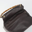 GUCCI Bamboo Hand Bag Leather Brown Gold Tone 000 3444 0575 Auth BA14834-6