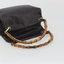 GUCCI Bamboo Hand Bag Leather Brown Gold Tone 000 3444 0575 Auth BA14834-7