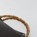 GUCCI Bamboo Hand Bag Leather Brown Gold Tone 000 3444 0575 Auth BA14834-8
