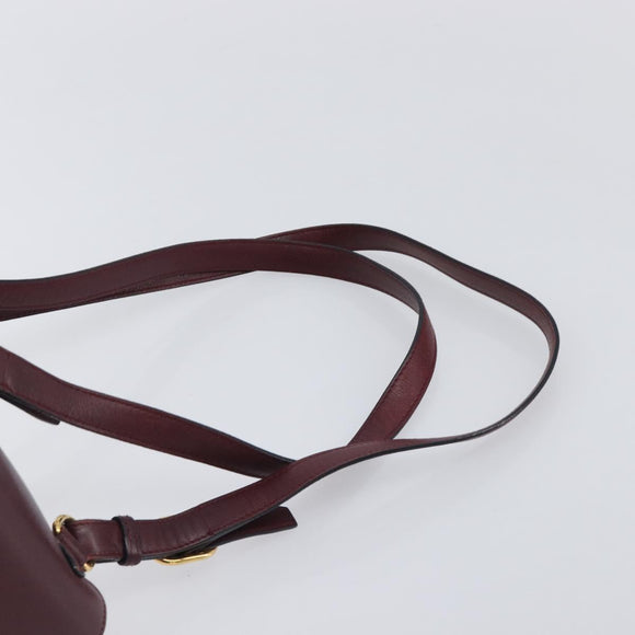 CARTIER Must Line Backpack Leather Bordeaux Gold Tone Auth BA14835
