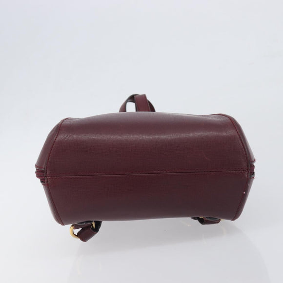 CARTIER Must Line Backpack Leather Bordeaux Gold Tone Auth BA14835
