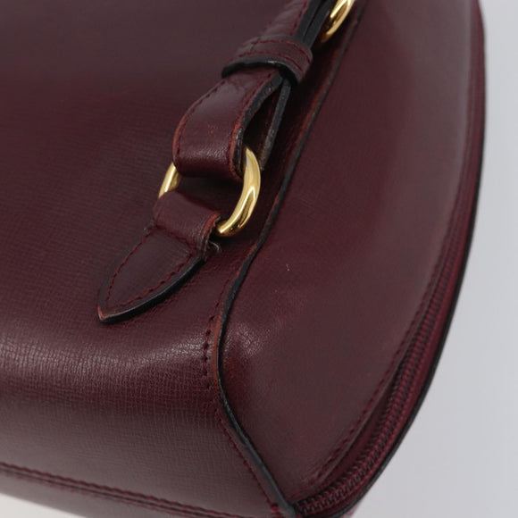 CARTIER Must Line Backpack Leather Bordeaux Gold Tone Auth BA14835