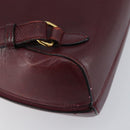 CARTIER Must Line Backpack Leather Bordeaux Gold Tone Auth BA14835-15