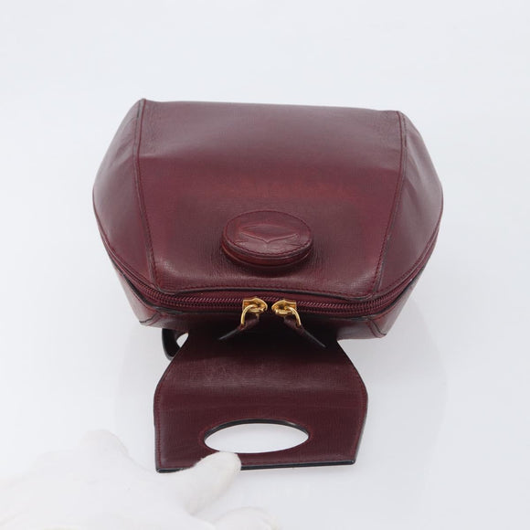CARTIER Must Line Backpack Leather Bordeaux Gold Tone Auth BA14835