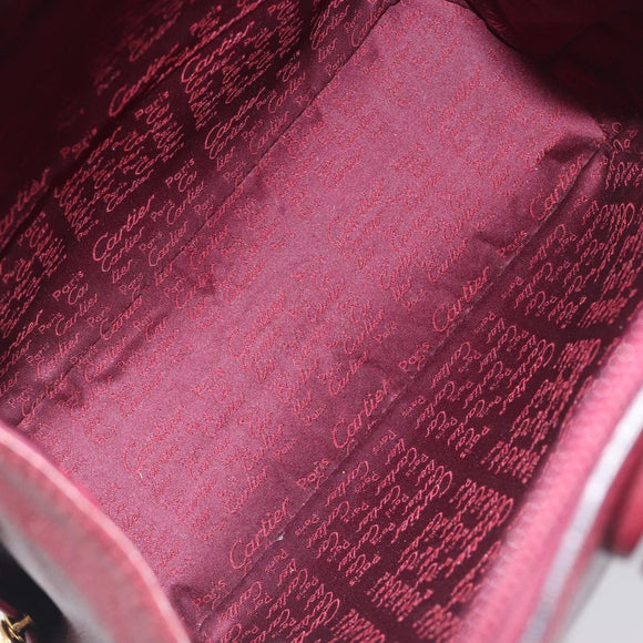 CARTIER Must Line Backpack Leather Bordeaux Gold Tone Auth BA14835