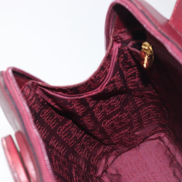 CARTIER Must Line Backpack Leather Bordeaux Gold Tone Auth BA14835