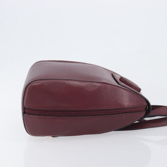 CARTIER Must Line Backpack Leather Bordeaux Gold Tone Auth BA14835