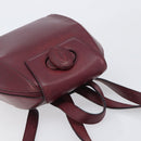 CARTIER Must Line Backpack Leather Bordeaux Gold Tone Auth BA14835-6