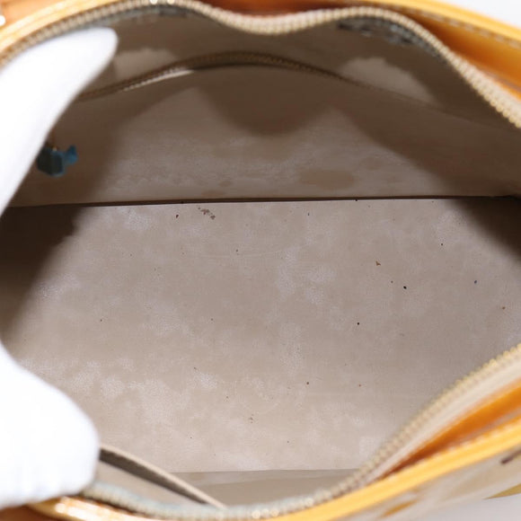LOUIS VUITTON Monogram Vernis Houston Hand Bag Beige M91004 LV Auth BA14836