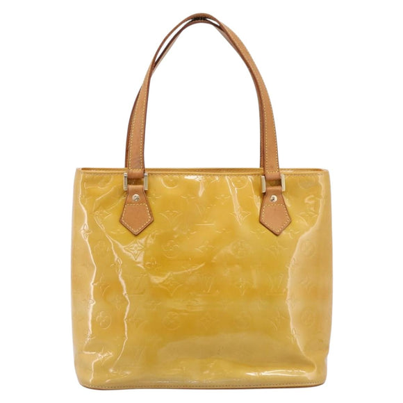 LOUIS VUITTON Monogram Vernis Houston Hand Bag Beige M91004 LV Auth BA14836
