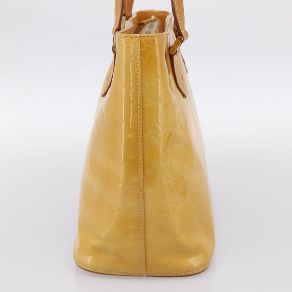 LOUIS VUITTON Monogram Vernis Houston Hand Bag Beige M91004 LV Auth BA14836