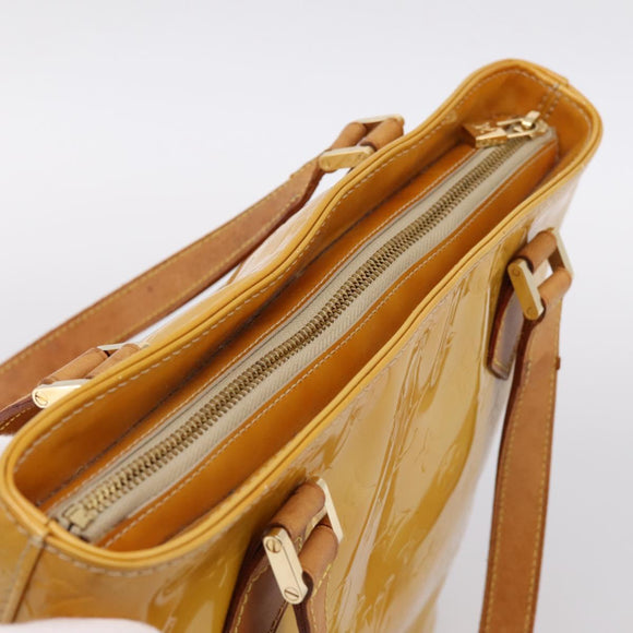 LOUIS VUITTON Monogram Vernis Houston Hand Bag Beige M91004 LV Auth BA14836