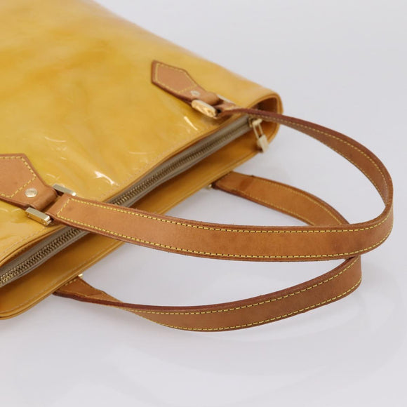 LOUIS VUITTON Monogram Vernis Houston Hand Bag Beige M91004 LV Auth BA14836