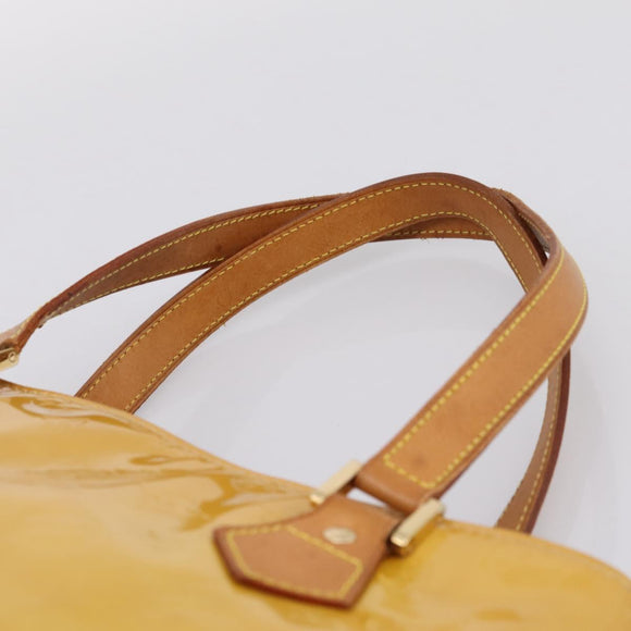 LOUIS VUITTON Monogram Vernis Houston Hand Bag Beige M91004 LV Auth BA14836