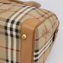 Burberrys Nova Check Hand Bag PVC Leather Beige Auth BA14838-9