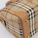 Burberrys Nova Check Hand Bag PVC Leather Beige Auth BA14838-16