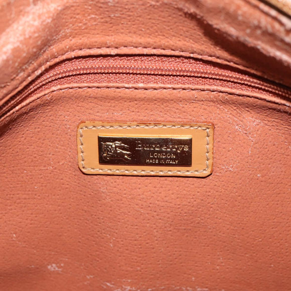 Burberrys Nova Check Hand Bag PVC Leather Beige Auth BA14838