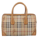 Burberrys Nova Check Hand Bag PVC Leather Beige Auth BA14838-2