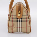 Burberrys Nova Check Hand Bag PVC Leather Beige Auth BA14838-3
