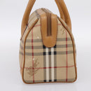 Burberrys Nova Check Hand Bag PVC Leather Beige Auth BA14838-4