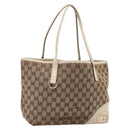 GUCCI GG Canvas Abbey Tote Bag Beige Gold Tone 169946 Auth BA14841-1
